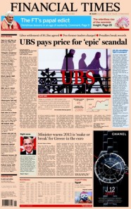 Financial Times frontpage Dec 20, 2012